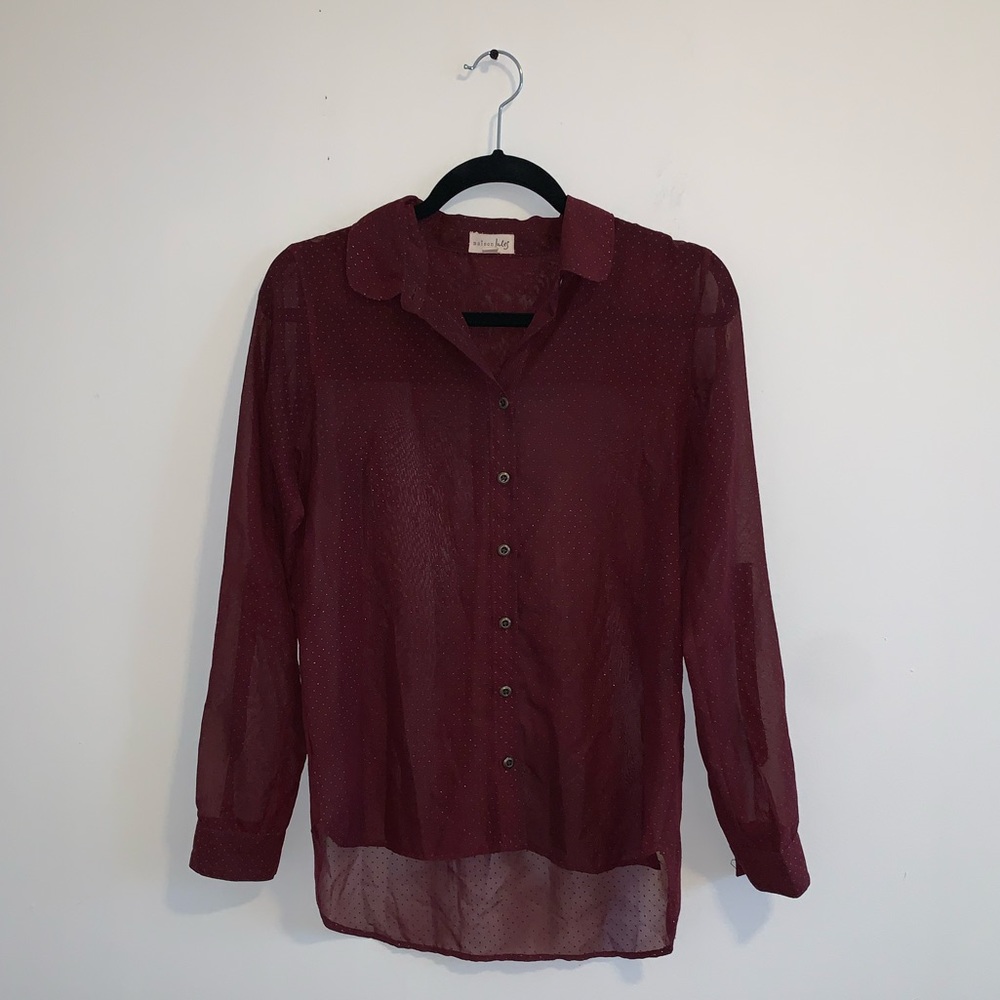 Metallic Dotted Sheer Button-Down